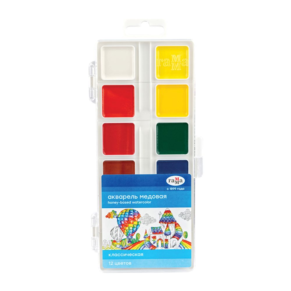 1009194 Акварель Гамма "Классическая", медовая, 12 цветов, без кисти — изображение 1