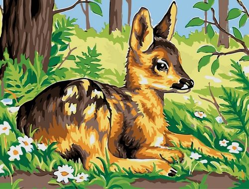 Картина по номерам 30х40 "Олененок"