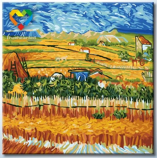 Картина по номерам 40х40 "Пейзаж с голубой повозкой"