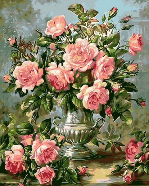 Картина по номерам 40х50 "Букет розовых роз"