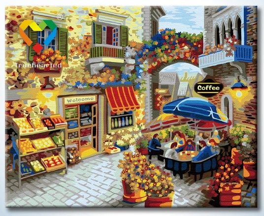 Картина по номерам 40х50 "Цветочная кофейня"