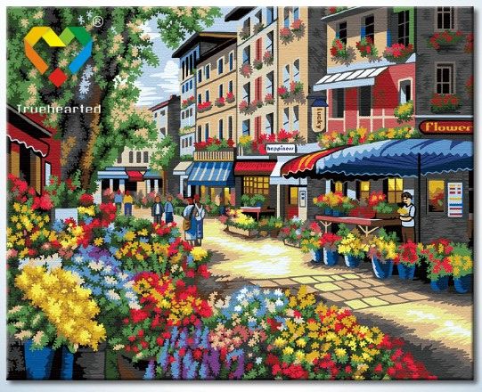 Картина по номерам 40х50 "Цветочная улица"