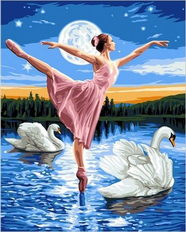 Картина по номерам 40х50 "Лебединое озеро"