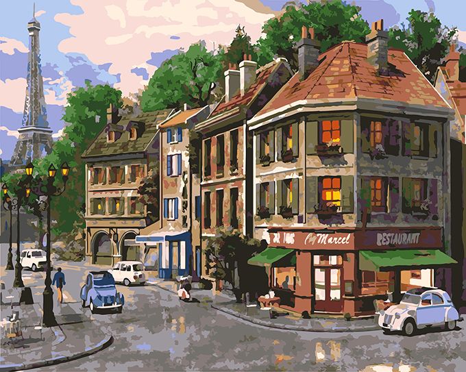 Картина по номерам 40х50 "На улицах Парижа"