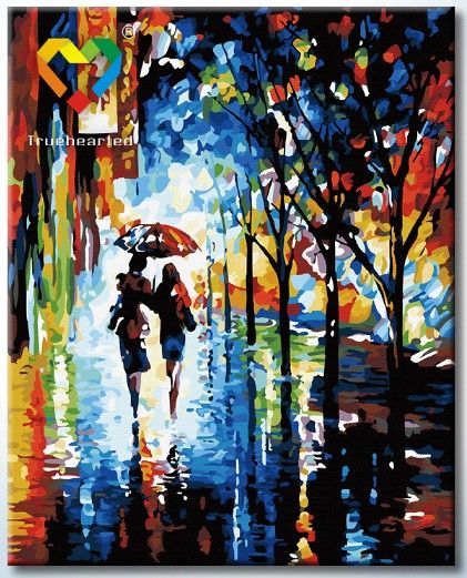Картина по номерам 40х50 "Прогулка под дождем"