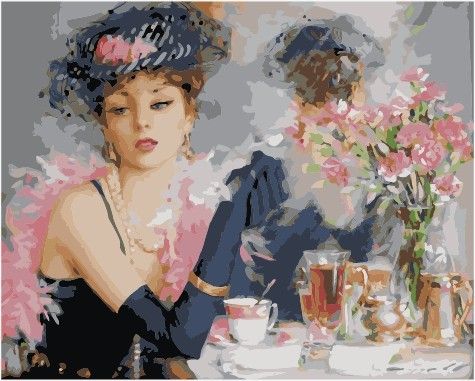 Картина по номерам 40х50 "За чашкой чая"