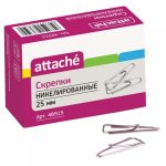 Скрепки 25 мм, 100 шт. "Attache", никелированные треугольные, с отогнутым носиком