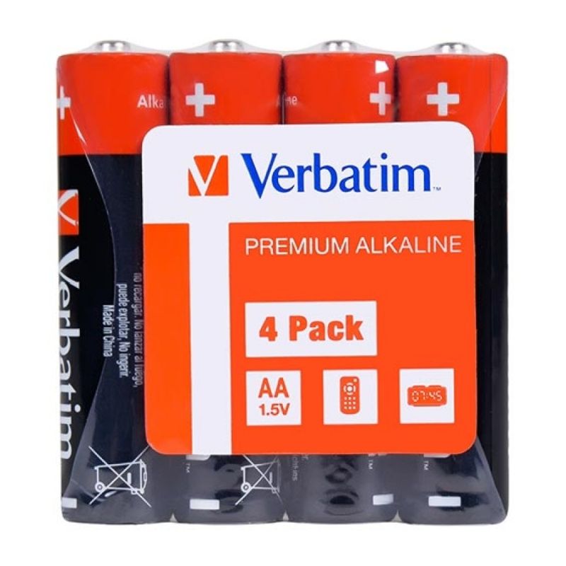 49501_Verbatim_Alkaline_AA Батарейки Verbatim Alkaline, AA, в пленке, 4 шт. — изображение 1