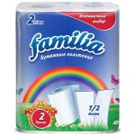 Полотенца бумажные рулонные FAMILIA "РАДУГА", 2 слоя, 2 рулона