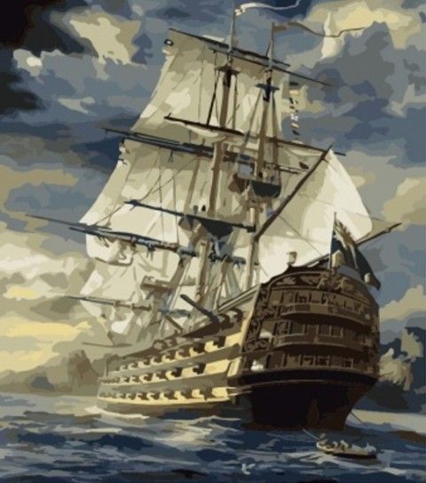 Картина по номерам 50х65 "Фрегат"