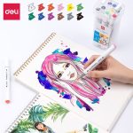 Набор маркеров для скетчинга Deli 70804-12, 12 цветов, двухсторонние, в пластиковом боксе — изображение 9