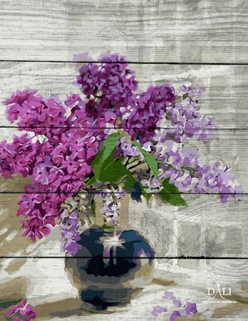 Арт по дереву 40х50 "Букет сирени"