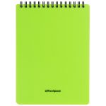 Блокнот А5 60л. на гребне OfficeSpace "Neon", пластиковая обложка, салатовый
