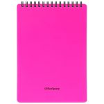 Блокнот А5 60л. на гребне OfficeSpace "Neon", пластиковая обложка, розовый