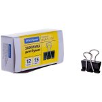 Зажим для бумаг, 15 мм, черные, уп.12 шт., OfficeSpace