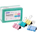 Зажим для бумаг, 41 мм, цветные, уп.12 шт., OfficeSpace