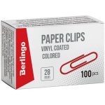 Скрепки, 28мм, Berlingo, 100 шт., цветные, карт. упак.