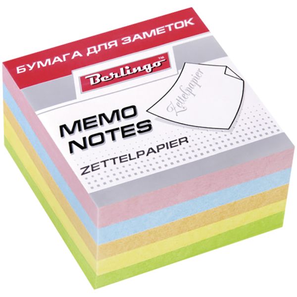 Блок для заметок «Standard» 9*9*4,5 см, цветной, BERLINGO