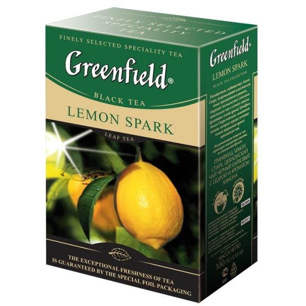 Чай GREENFIELD "Lemon Spark" черный байховый, 100 г.
