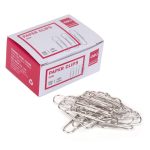 Скрепки 29 мм, 100 шт. "Deli", никелированные, овальные, отогнутый носик