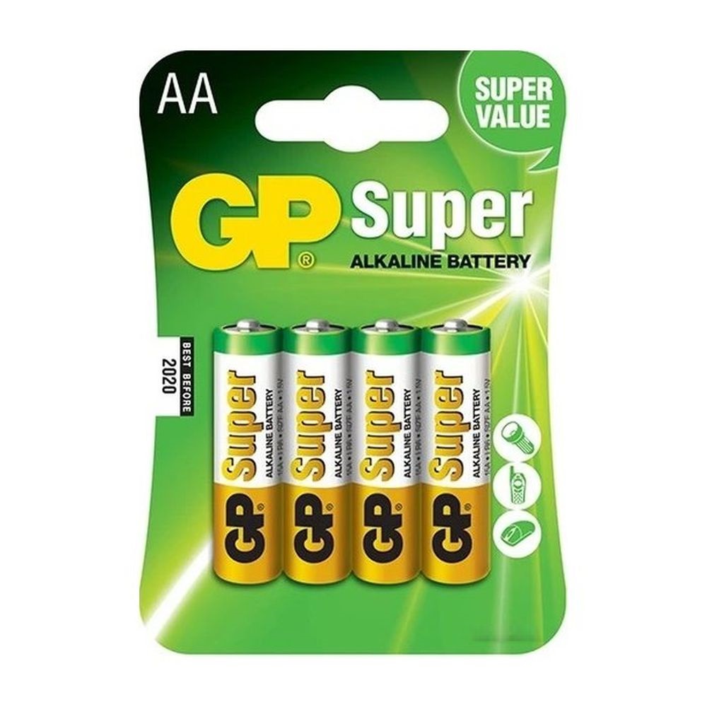 GP15A-2UE4 Батарейки GP SUPER Alkaline, AA, блистер 4 шт. — изображение 1