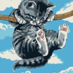 Картина по номерам 30х40 "Котенок на ветке"