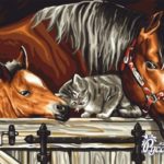 Картина по номерам 30х40 "Лошадь и жеребенок"