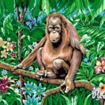 Картина по номерам 30х40 "Орангутан на ветке"