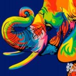 Картина по номерам 30х40 "Радужный слон"