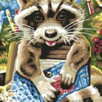 Картина по номерам 30х40 "Веселый енот"