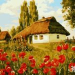 Картина по номерам 30х40 "Маки в деревне"