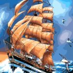 Картина по номерам 30х40 "Парусник"