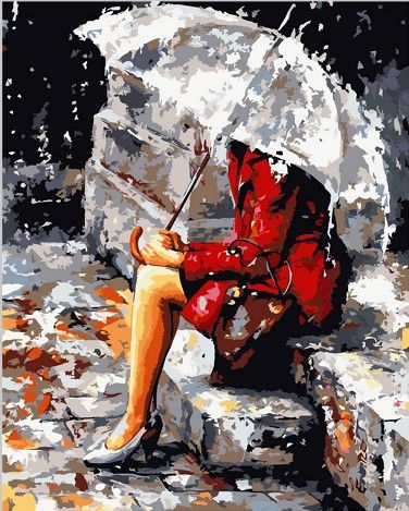 Картина по номерам 40х50 "Размышления под дождем"