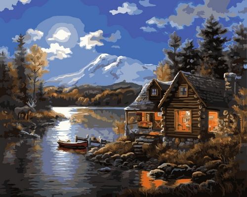 Картина по номерам 40х50 "Хижина рыбака"