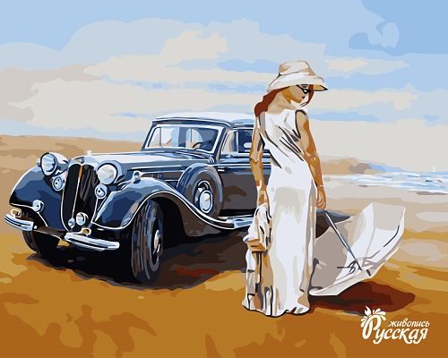 Картина по номерам 40х50 "Девушка с машиной"