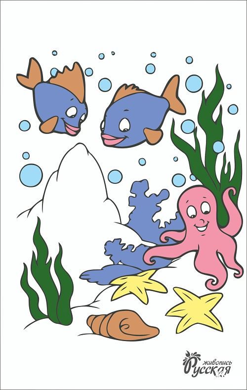 Картина по номерам на картоне 20х30 "Осьминожек"