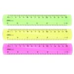 Линейка пластмассовая, флюоресцентная "Deli", 15 см