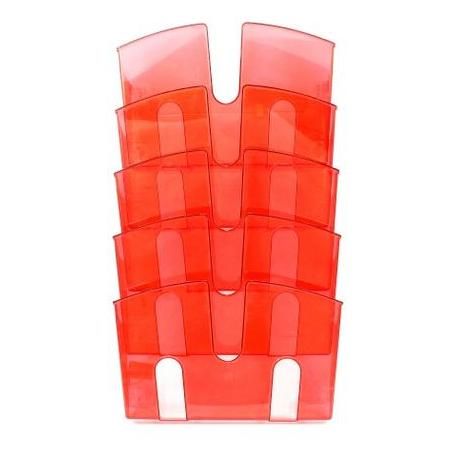 Лоток для бумаг настенный 5-секционный, красный, цена, купить в Минске