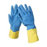 Перчатки латексные хозяйственные БИКОЛОР, синий/желтый