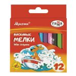 Мелки восковые Гамма "Мультики", круглые, 12 цветов