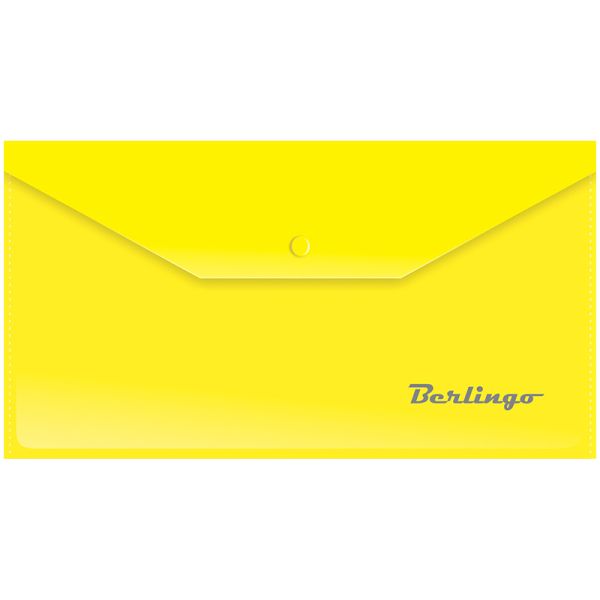 Папка-конверт на кнопке, 223*120 мм, 180 мкм, желтая