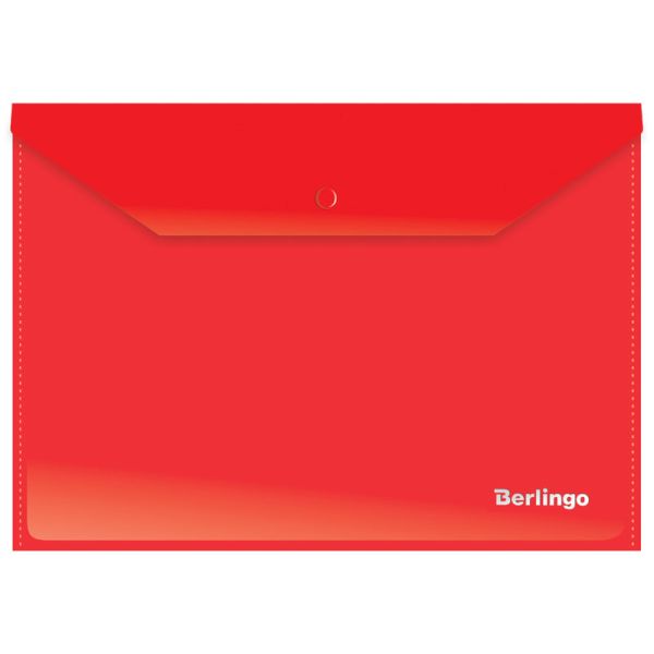 Папка-конверт на кнопке А4 "Berlingo", 180 мкм, красная