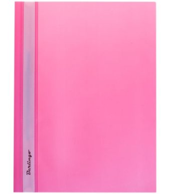 Папка-скоросшиватель с прозрачным верхом, пластик "Berlingo", розовая