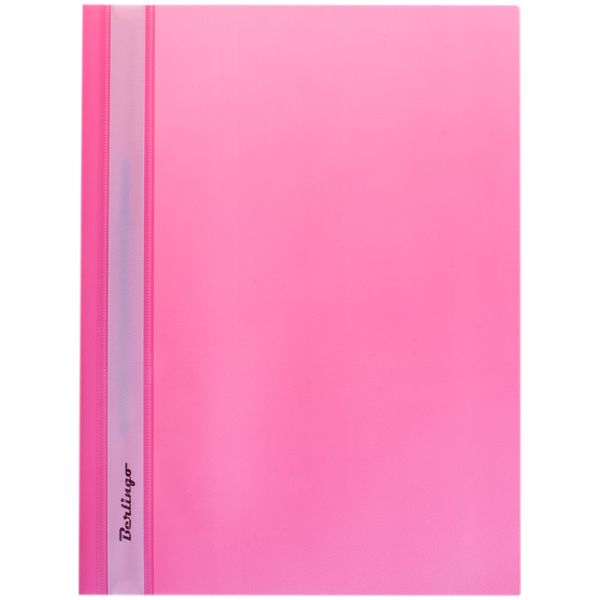 Папка-скоросшиватель с прозрачным верхом, пластик "Berlingo", розовая