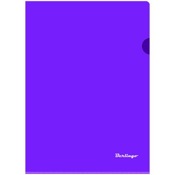 Папка-уголок А4, 180 мкм, прозрачная "Berlingo", фиолетовая