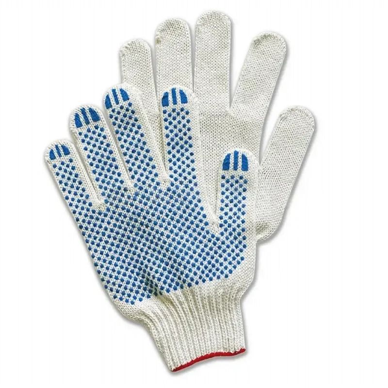 perchatki_trikotazhnye_h_b_s_pvh_10_klass_5_nitej_belye Перчатки трикотажные х/б с ПВХ, 10 класс, 5 нитей, белые — изображение 1