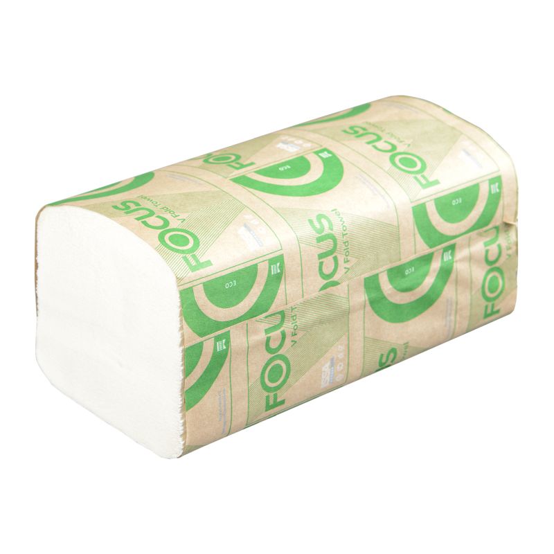 Полотенца бумажные, V-сложение FOCUS "ECO", 1 слой, 250 листов — изображение 1