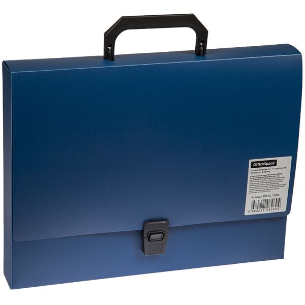 Портфель пластиковый А4 "OfficeSpace" на 1 отделение, синий