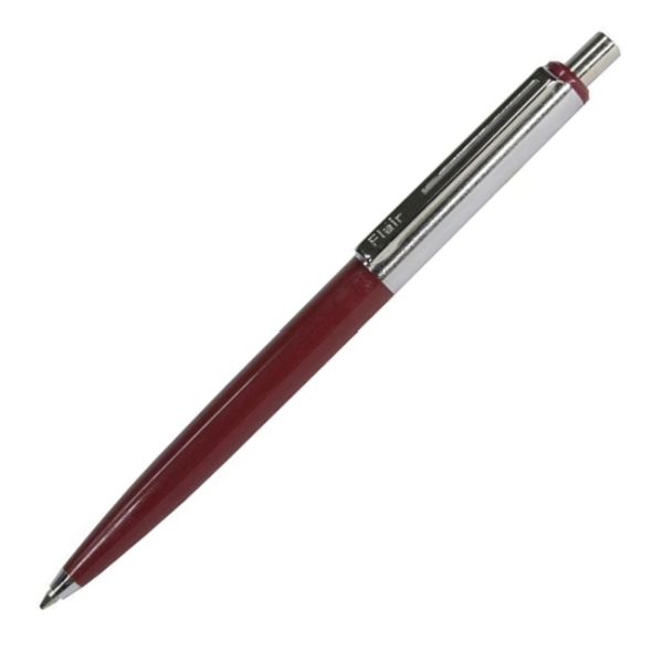 Ручка шариковая автоматическая "HALF METAL", красный/хром