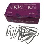 Скрепки канцелярские 25 мм, треугольные, серебристые, оцинк. 100 шт.